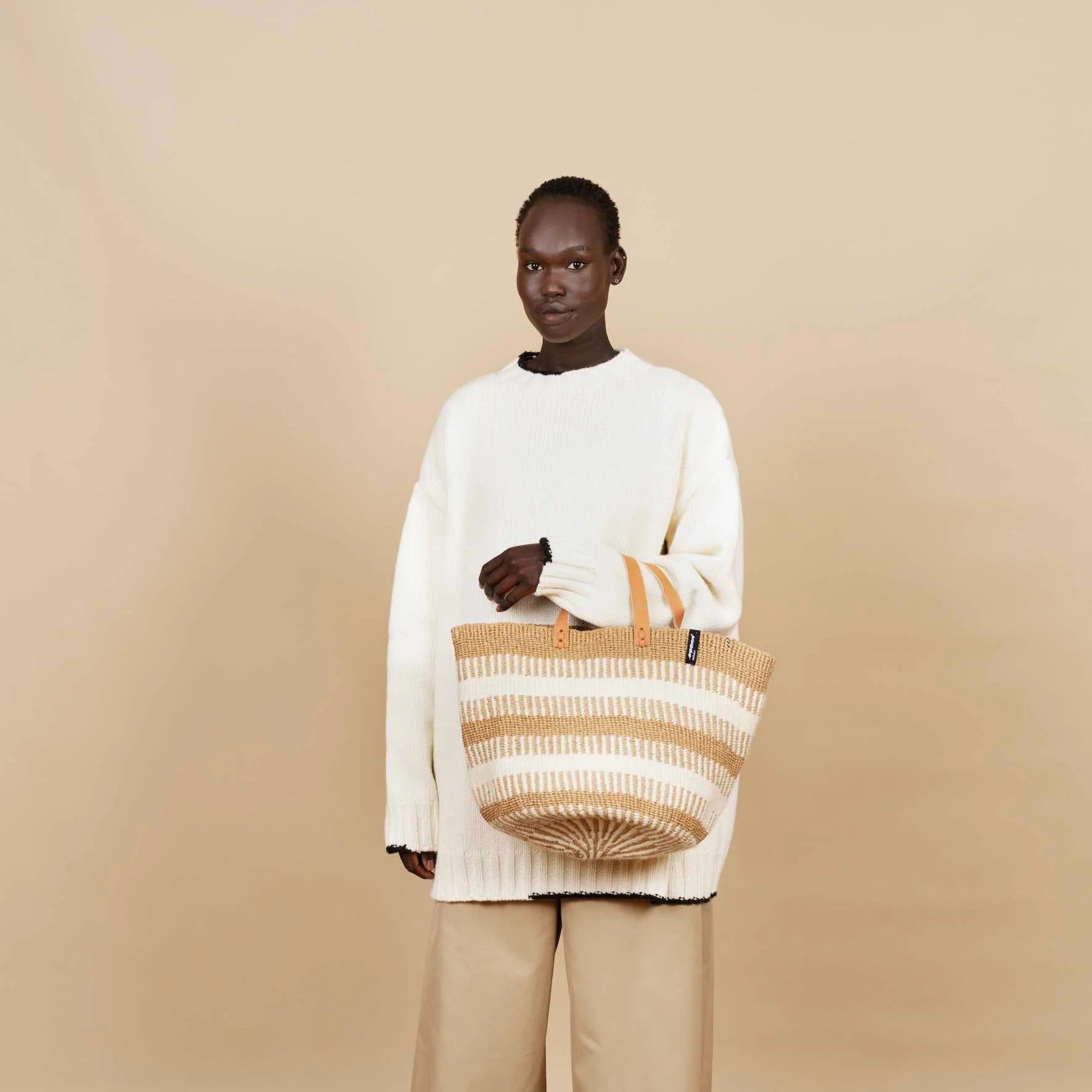 Pamba market basket | White rib weave M