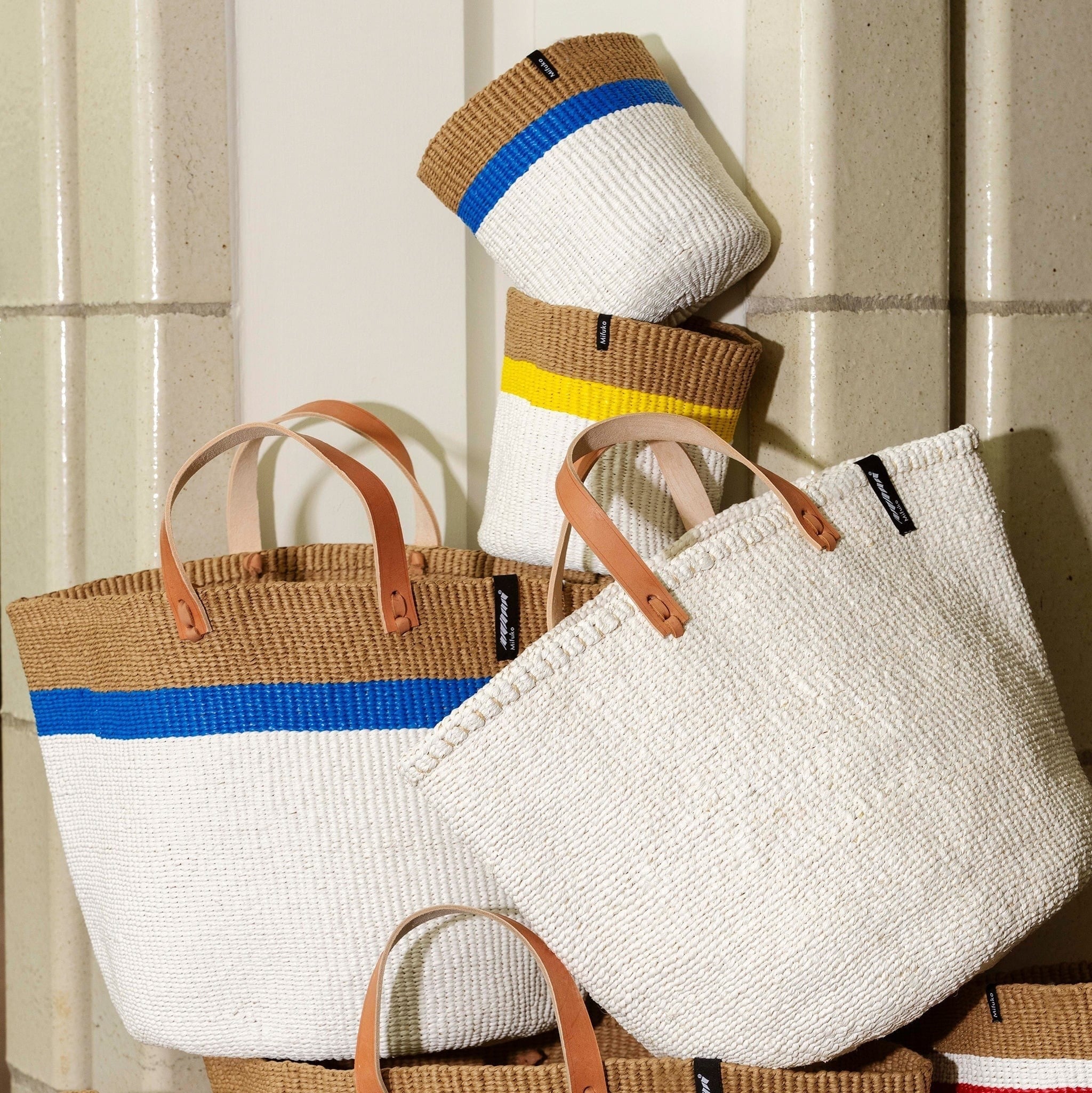 Kiondo basket | Top stripe blue XS