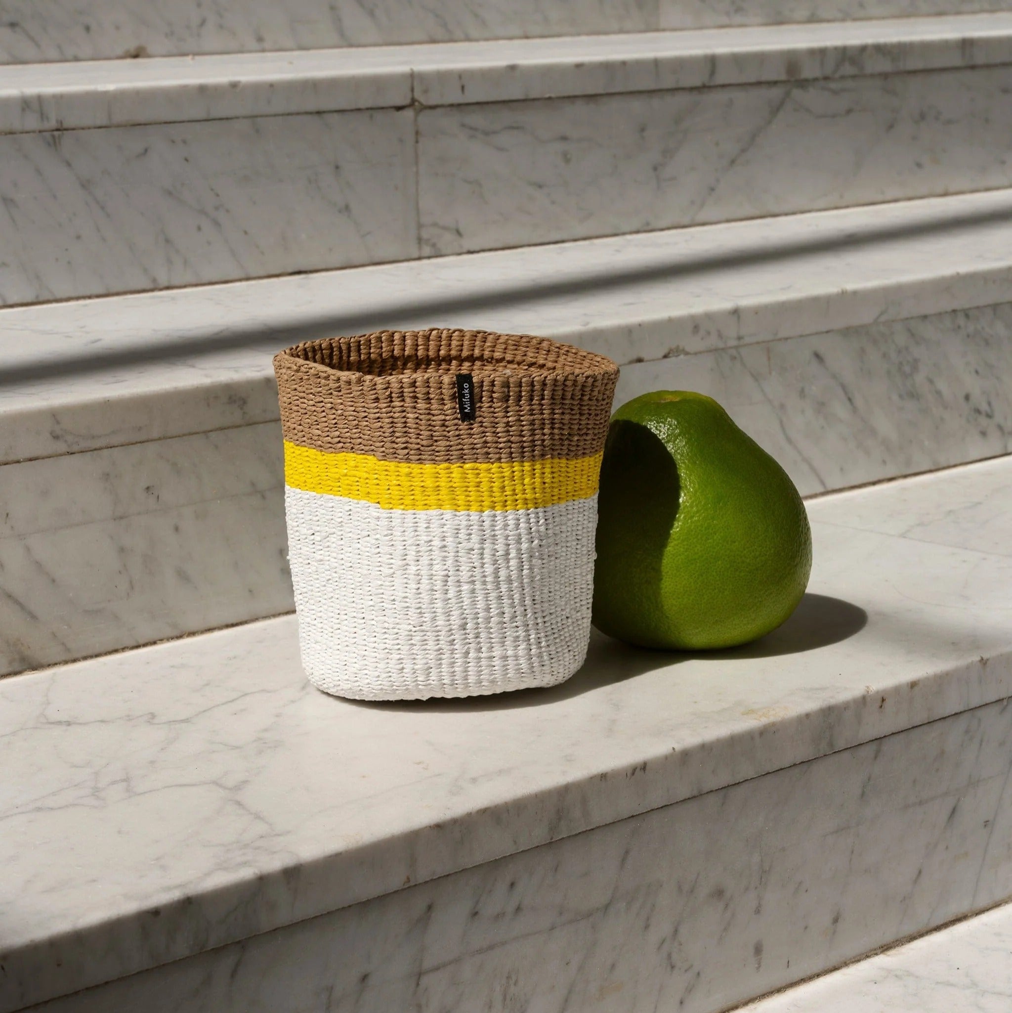 Kiondo basket | Top stripe yellow XS