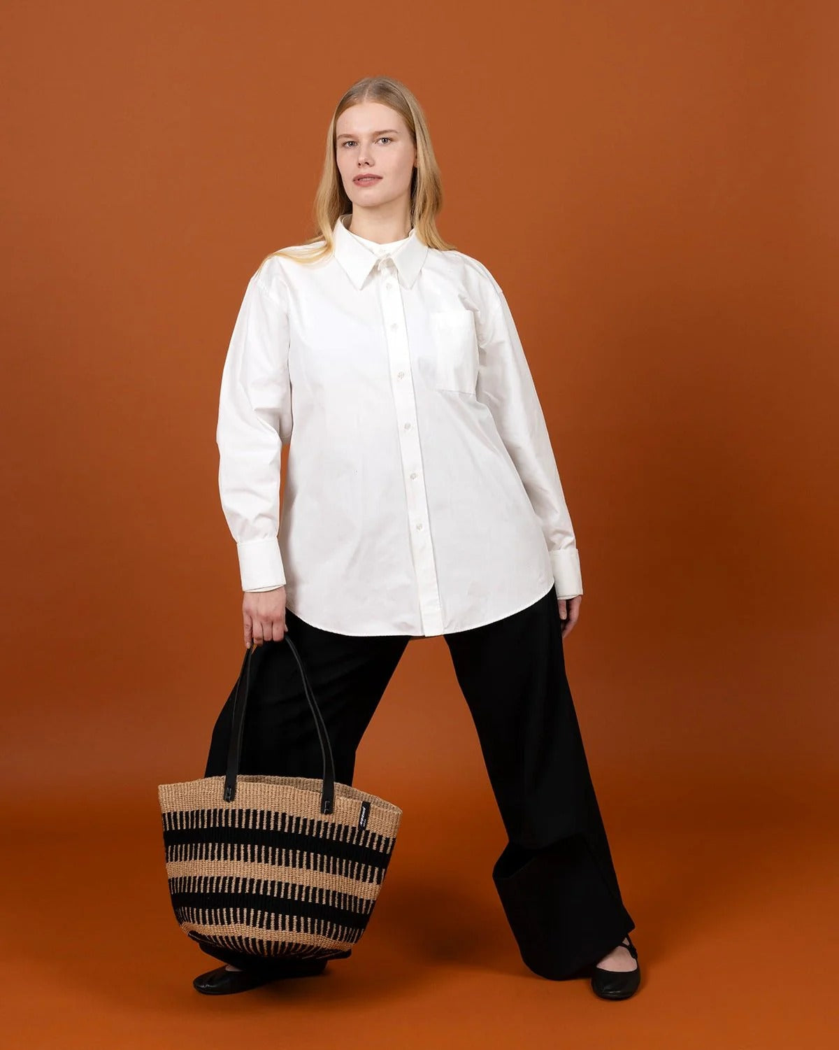 Pamba Shopper basket | Black rib weave M