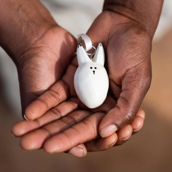 Wooden ornament | White bunny（ウサギ）