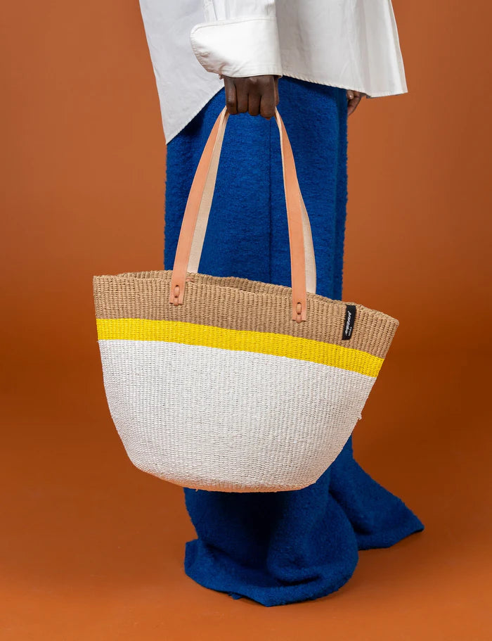 Kiondo Shopper basket | Top stripe yellow M