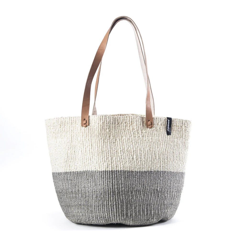 Kiondo shopper basket| Natural and Light grey duo M