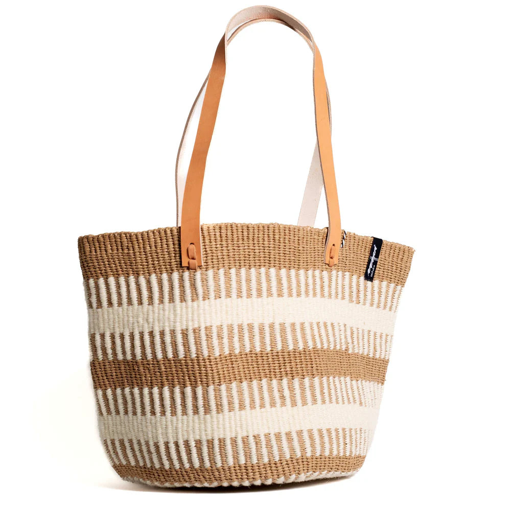 Pamba shopper basket | White rib weave M